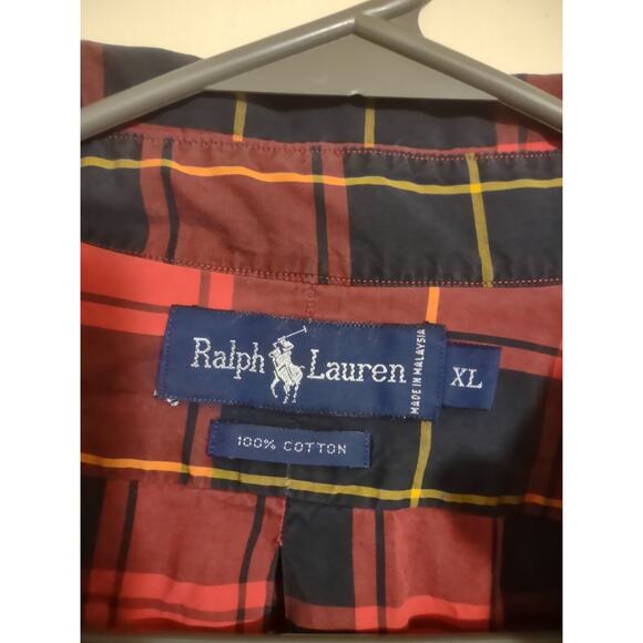 Men's Ralph Lauren Red Plaid Button Down Shirt XL Classic Preppy Lightweight - Picture 2 of 4